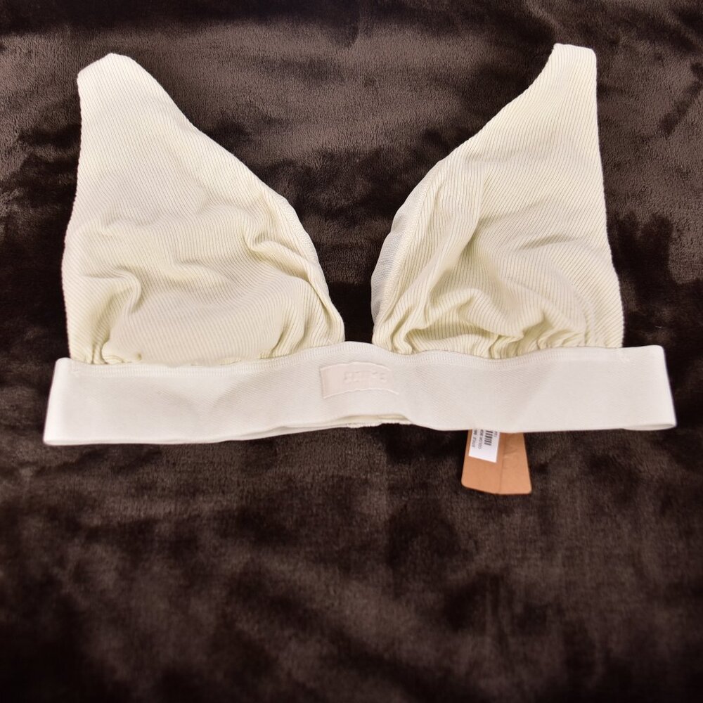 Skims Women's XL Triangle Bralette Bone Cream Color Ribbed Wireless